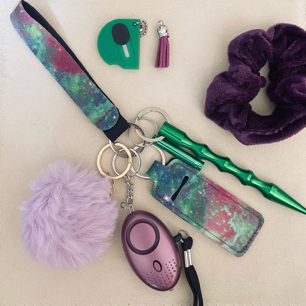 Green galaxy safety keychain